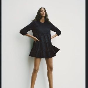 ZARA Mini Textured Black Dress